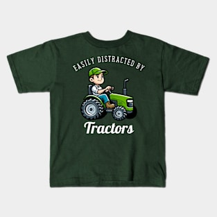 Easily Distracted By Tractors Kids T-Shirt